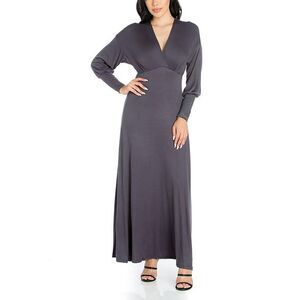 24seven Comfort Apparel Womens Gray Surplice Long Casual Maxi Dress Plus NWT